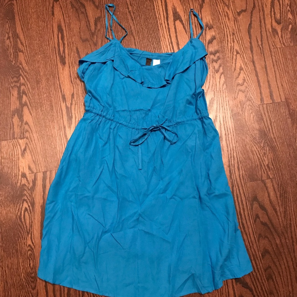 H&M blue casual ruffle dress